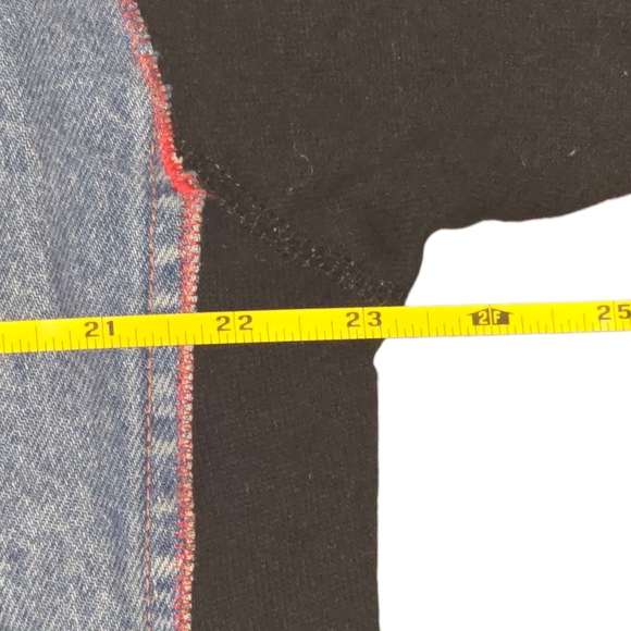 Men's Denim and Black Jacket with Colorful Patterns - Picture 5 of 7